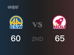 NBA常规赛：半场战罢，火箭以65-60领先勇士，小波特14+2+3