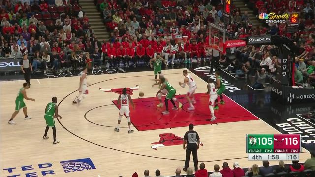 【2022年11月22日 凯尔特人vs公牛集锦】还挣扎不？卡鲁索抢断斯玛特 随后长传多森姆快攻暴扣锁定胜局