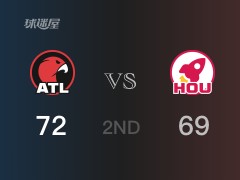 NBA常规赛 ：半场数据， 老鹰以72-69领先火箭，特雷-杨24分3助攻