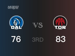 NBA常规赛：三节战罢，猛龙以83- 76领先独行侠，范弗利特26分6篮板3助攻