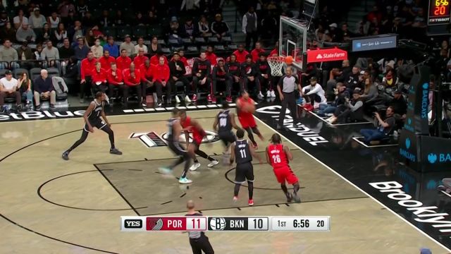 【2022年11月28日 开拓者vs篮网集锦】格兰特吸引防守假突真传 哈特底线杀入上篮得手