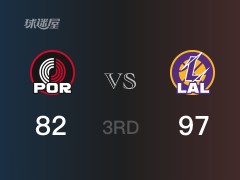 NBA常规赛：湖人以97-82领先开拓者，结束三节