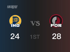 首节战罢，开拓者28-24领先步行者