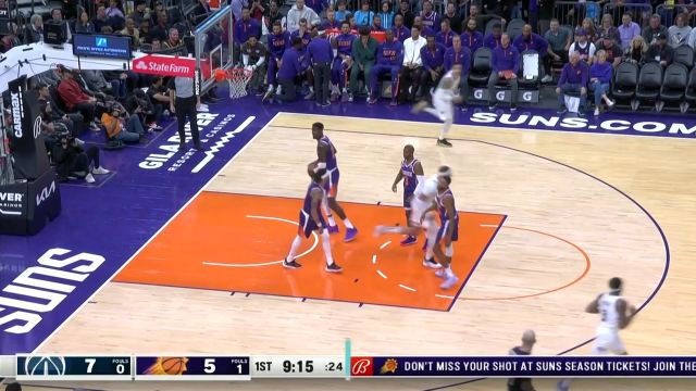 【2022年12月21日 奇才vs太阳集锦】库兹马飞身突破吸引火力 加福德接球发难单臂劈扣