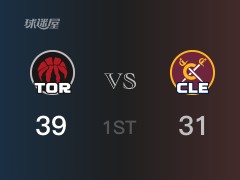 NBA常规赛：首节结束，猛龙以39-31领先骑士，S-巴恩斯11分2助攻