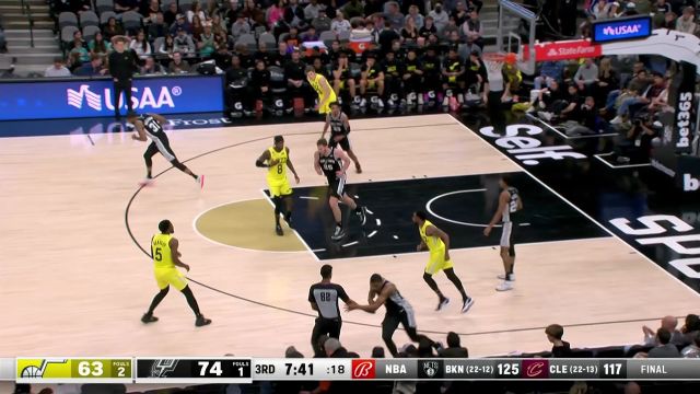 【2022年12月27日 爵士vs马刺集锦】琼斯大号长传贯穿全场 约翰逊接球反手上篮风驰电掣