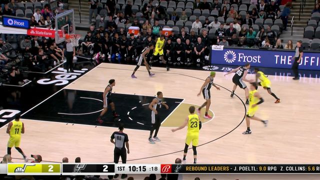 【2022年12月27日 爵士vs马刺集锦】克拉克森吸引火力送出助攻 康利底角接球三分手起刀落