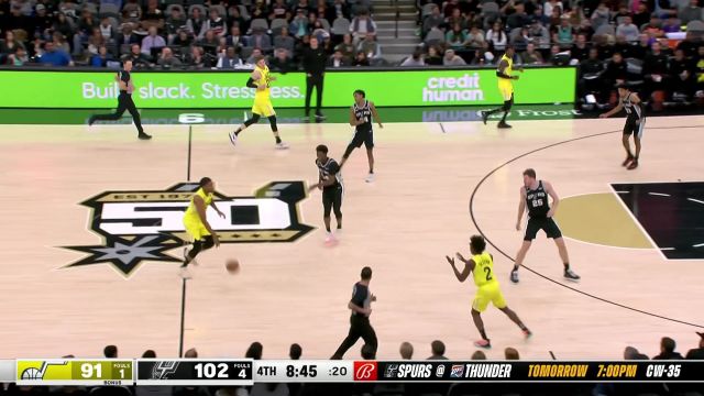 【2022年12月27日 爵士vs马刺集锦】塞克斯顿背身妙传绝处逢生 范德比尔特接球小抛投轻松得手