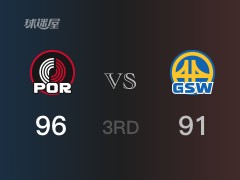 NBA常规赛：三节结束，开拓者以96-93领先勇士，利拉德30分4篮板3助攻
