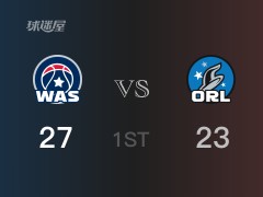 NBA常规赛 ：首节数据，奇才以27-25领先魔术，阿夫迪亚8分2篮板