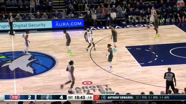 【2023年01月01日 活塞vs森林狼集锦】一脚油门踩到底！爱德华兹底线突破飞身上篮