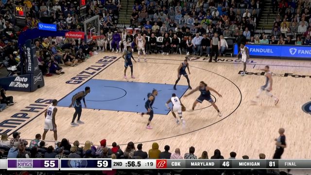 【2023年01月02日 国王vs灰熊集锦】变向突破穿越两人防守 福克斯提枪上马面对狄龙打进2+1