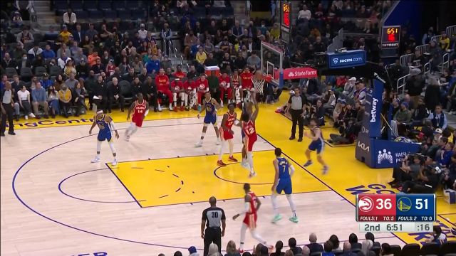 【2023年01月03日 老鹰vs勇士集锦】我就是你坚强的后盾 亨特单臂擎天补篮得手