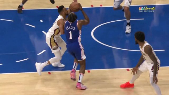 【2023年01月03日 鹈鹕vs76人集锦】螳螂捕蝉黄雀在后！哈登碾过CJ后惨遭瓦兰补防封盖