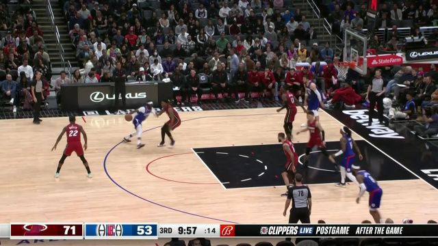 【2023年01月03日 热火vs快船集锦】扛着炸药包就往篮下冲 杰克逊突破上篮打成2+1