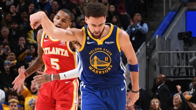 【2023年01月03日 老鹰vs勇士集锦】汤普森54分连刷纪录：赛季新高！生涯第7次10+三分仅次库里