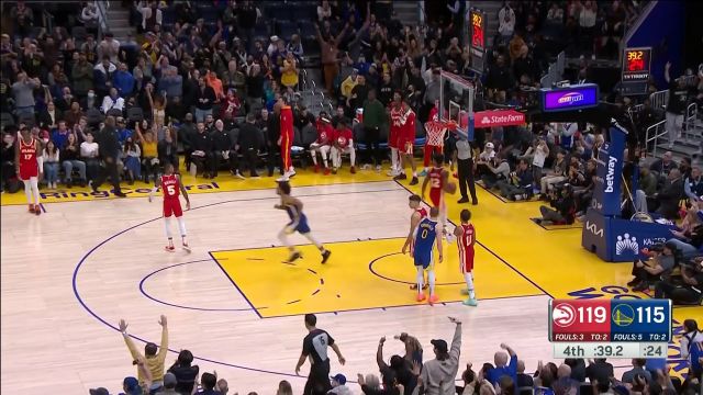 【2023年01月03日 老鹰vs勇士集锦】悬念再起 汤普森佛光乍现三分洞穿球网