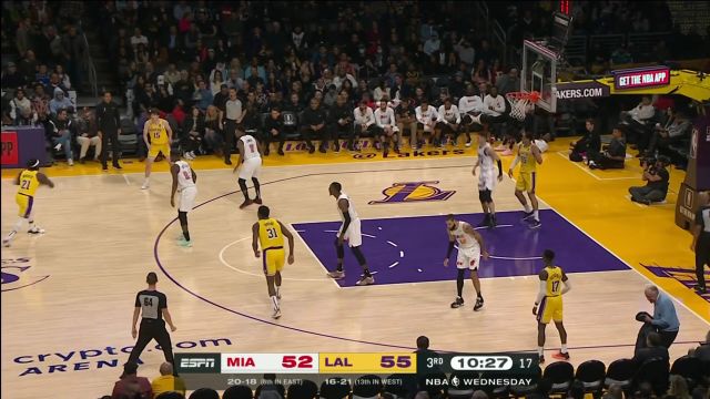 【2023年01月05日 热火vs湖人集锦】里夫斯随手一抛稳稳打进 阿德巴约中投以牙还牙