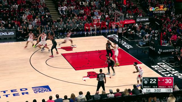 【2023年01月05日】NBA常规赛：篮网vs公牛第1节英文原声回放