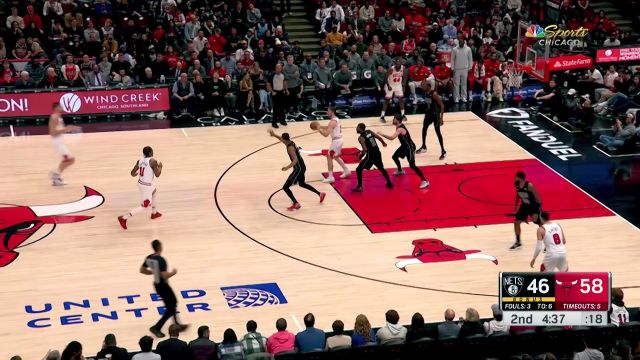 【2023年01月05日 篮网vs公牛集锦】威廉姆斯小手一抖分球 武切维奇轻松上篮取分