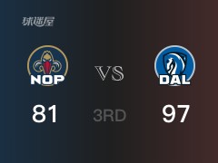 三节比分，独行侠97-81领先鹈鹕，东契奇31分