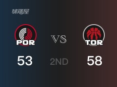 NBA常规赛：猛龙以58-53领先开拓者，结束半场