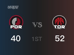 首节战罢，猛龙52-40领先开拓者