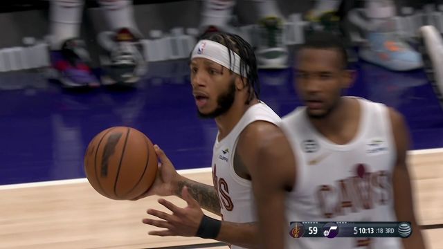 【2023年01月11日 骑士vs爵士集锦】篮下掀起波涛汹涌 马尔卡宁无视两人防守禁区称雄