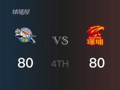 四节比分，新疆80-80战平深圳，法尔20分，周鹏17分