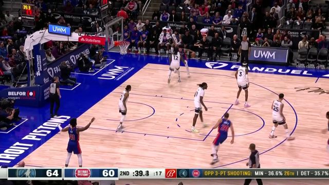 【2023年01月12日 森林狼vs活塞集锦】打你措手不及！海斯飘逸运一步干拔打进加罚