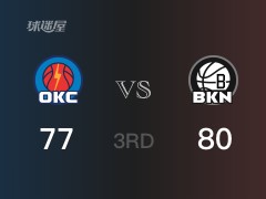 NBA常规赛：三节结束，篮网以80-79领先雷霆，塞斯-库里15分2篮板