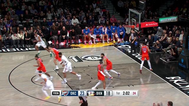 【2023年01月16日 雷霆vs篮网集锦】渡边雄太干拔中距离稳稳命中 再冷静判断分球助攻