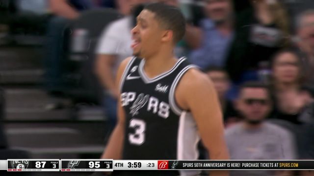 【2023年01月18日 篮网vs马刺集锦】神仙打架！克拉克斯顿双臂灌篮约翰逊翻身跳投反击