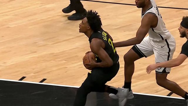 【2023年01月21日 篮网vs爵士集锦】塞克斯顿虎口夺食反击上篮不中 范德比尔特追身补篮轻松取分