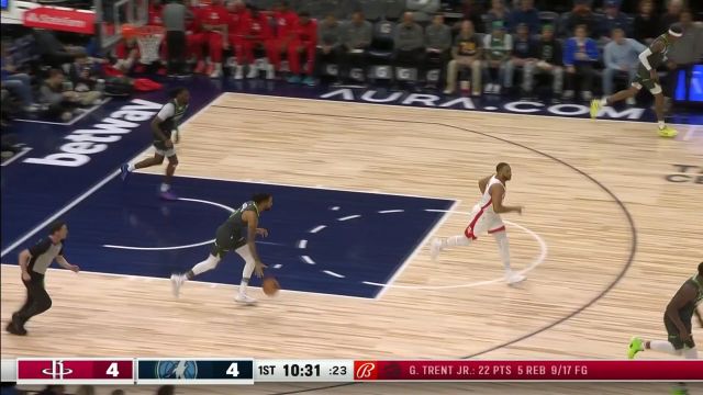 【2023年01月22日】 NBA常规赛：火箭vs森林狼第1节英文原声回放