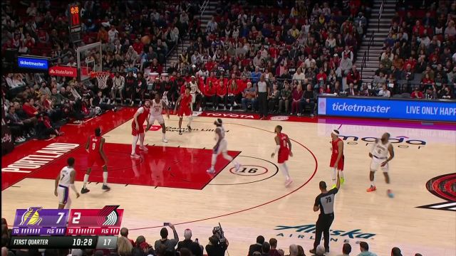 【2023年01月23日 湖人vs开拓者集锦】手感火热狂轰滥炸 詹姆斯连续两记三分命中打懵开拓者