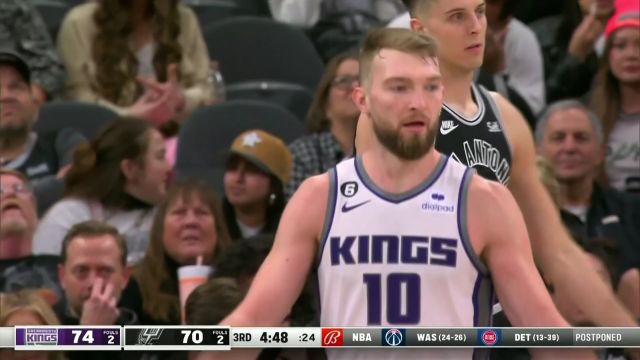 【2023年02月02日 国王vs马刺集锦】蒙克仙人指路 萨博尼斯心领神会把球放进