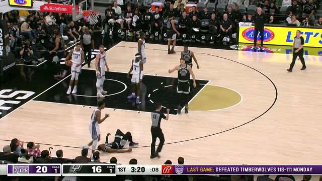 【2023年02月02日 国王vs马刺集锦】这样都能进？理查德森失衡倒地稳稳命中