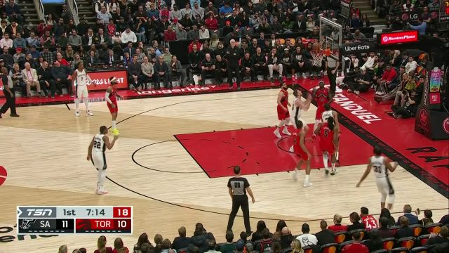 【2023年02月09日】NBA常规赛：马刺vs猛龙第1节英文原声回放