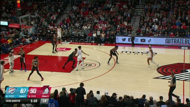 【2023年02月11日 雷霆vs开拓者集锦】亚历山大转身上篮行云流水 多尔特外线开火三分稳稳命中