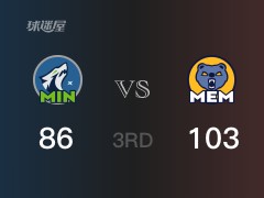 NBA常规赛：三节结束，灰熊以118-101领先森林狼，莫兰特30分6篮板9助攻