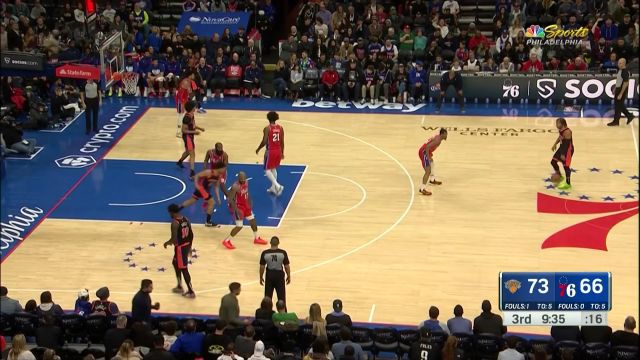 【2023年02月11日 尼克斯vs76人集锦】面对大帝丝毫不慌 巴雷特转身后仰中投迎射恩比德