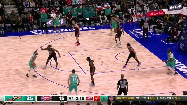 【2023年02月11日 马刺vs活塞集锦】乱战之中丝毫不慌 吉昂外线冷静飙进压哨三分