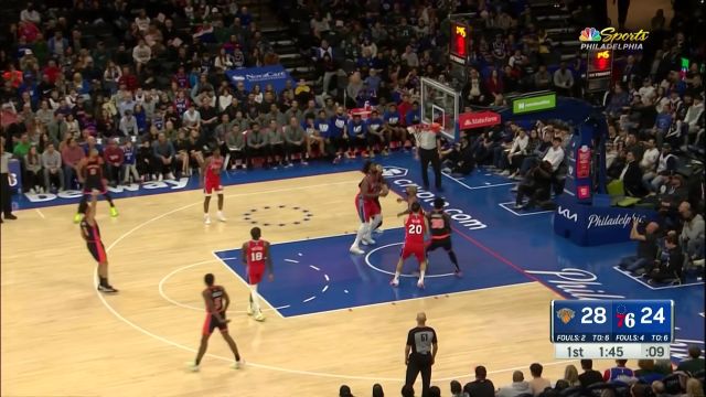 【2023年02月11日 尼克斯vs76人集锦】哈滕抢板助攻一气呵成 格雷姆斯接球上篮打成2+1