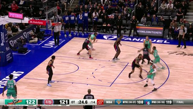 【2023年02月11日 马刺vs活塞集锦】晃开防守锁定胜局！格拉汉姆绝命三分一发入魂