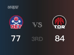 NBA常规赛：三节战罢，猛龙以86- 77领先活塞，范弗利特29分3篮板7助攻