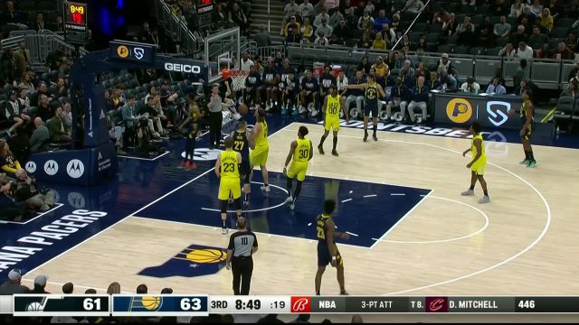 【2023年02月14日 爵士vs步行者集锦】流畅程度可以用一气呵成形容 哈利伯顿跳步突破上篮打成2+1