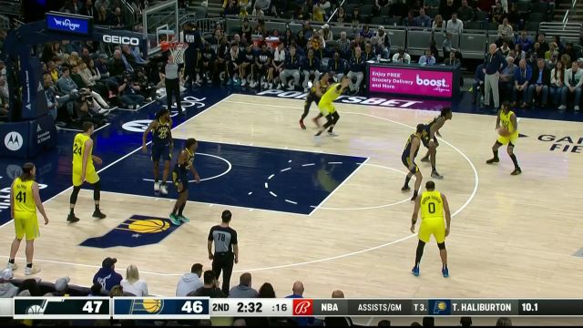 【2023年02月14日 爵士vs步行者集锦】在哈利伯顿的运筹帷幄之下效果不错 杰克逊内史密斯连取4分