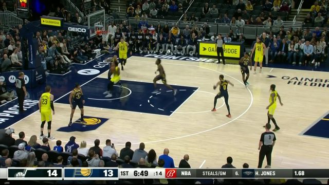 【2023年02月14日 爵士vs步行者集锦】哈利伯顿反击连线内史密斯滑翔暴扣 马尔卡宁双手重扣以牙还牙