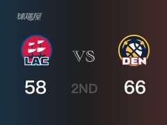 NBA常规赛 ：半场数据， 掘金以66-58领先快船，约基奇17分7篮板6助攻